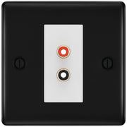 BG Nexus Matt Black Euro Module RCA X 2 Outlet NFBRCA2W by British General (BG-NFBRCA2W)