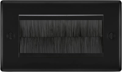 BG Matt Black Double 4 Gang Brush Cable Entry Wall Plate Black by British General (BG-NFBEMR4+EMFO-1)