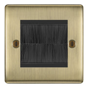 BG Antique Brass Single 2 Gang Brush Cable Entry Wall Plate Black by British General (BG-NABEMS2+EMFO-1)