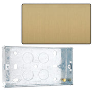 BG Evolve Satin Brass 2 Gang Double Blank Plate PCDSB95B with 25mm Steel Back Box