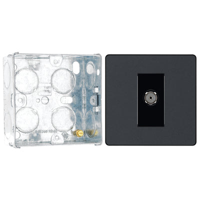 BG Evolve Matt Grey Co-Axial Socket Outlet PCDMG60B with 35mm Steel Back Box