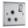 BG NBS99G Nexus Metal Brushed Steel 1 Gang 15A Switched Round Pin Socket by British General (BG-NBS99G-Shopify-SA_1)