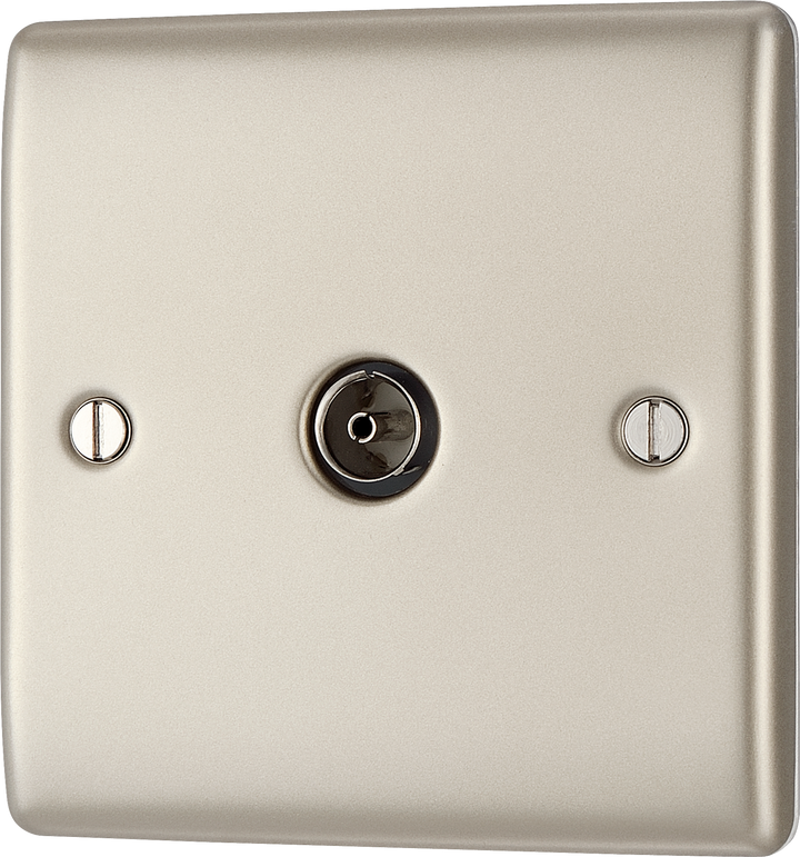 NPR60 Front - This single coaxial socket from British General can be used for TV or FM aerial connections.