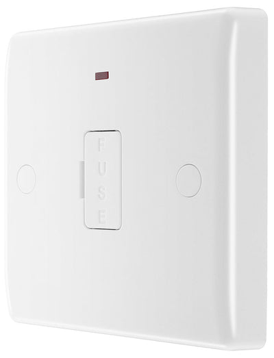 BG 857 Moulded Round Edge | White | 13A Flex Outlet Neon Unswitched Fused Connection Unit by British General (BG-857)