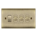 BG Nexus Antique Brass 4 Gang Switch 3x Trailing Edge LED Dimmer 1x Intermediate Custom Grid Switch