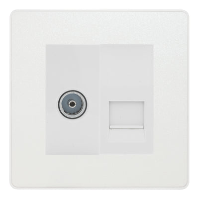 BG Evolve Pearlescent White TV Aerial & Secondary Telephone Socket - White Insert