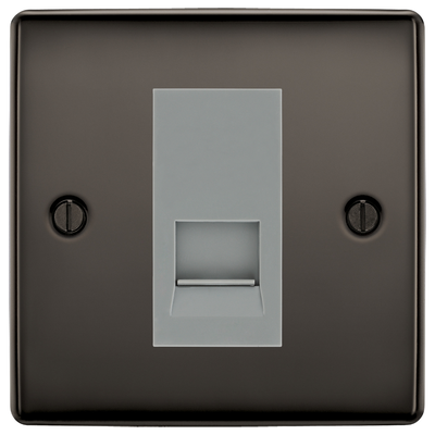 BG Nexus Black Nickel Single Secondary Telephone Socket, Screw Terminal - Grey Insert by British General (BG-NBNEMS1+EMBTSSG)