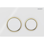 Geberit Omega20 Round WC Dual Flush Plate - White & Gold - 115.085.KK.1 by Geberit (Geberit-115.085.KK.1)