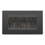 BG Evolve Black Chrome Screwless Double 4 Gang Brush Cable Entry by British General (BG-PCDBCEMR4B+EMFO)