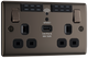 BG NBN22UWRB Nexus Metal Black Nickel 2 Gang 13A 1x USB-A 2.1A Wi-Fi Range Extender Switched Socket