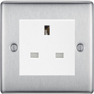 BG Nexus Metal Brushed Steel 13A Unswitched Socket NBS23W by British General (BG-NBS23W)