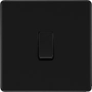 BG Nexus FFB13 Flatplate Screwless Matt Black Intermediate Light Switch 20 Amp by British General (BG-FFB13-1)