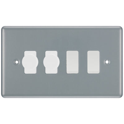 BG Metal Clad 4 Gang Light Switch 2x LED Dimmer 2x 2 Way Custom Switch