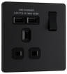 BG Evolve PCDMB21U2B Matt Black 1 Gang 13A 2.1A Socket-Black Insert by British General (BG-PCDMB21U2B-Shopify-SA_1)