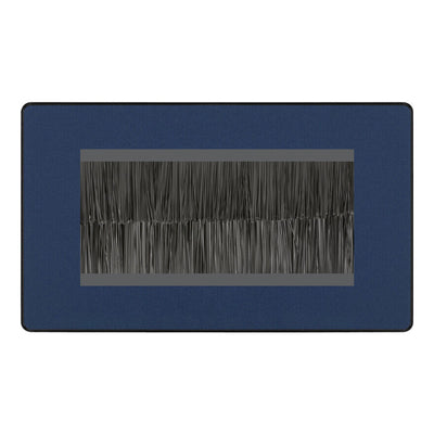 BG Evolve Matt Blue Screwless Double 4 Gang Brush Cable Entry by British General (BG-PCDDBEMR4B+EMFO)