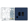 BG Evolve Matt Blue 13A Switched Spur with Neon and Flex Outlet PCDDB52B with 35mm Steel Back Box