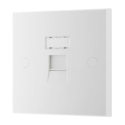 BG 9RJ45/1 Moulded Square Edge | White | 1 Gang RJ45 Screw Terminal Telephone Socket by British General (BG-9RJ45/1)