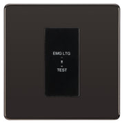 BG Flatplate Screwless Black Nickel 20AX 2 Way Emergency Lighting Test Key Switch - Key Included - Black Insert