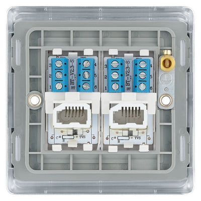 BG NPCBTS2 Nexus Metal Polished Chrome 2 Gang Slave Telephone Socket