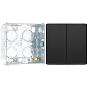 BG Evolve Black Chrome 2 Way Double Edge to Edge Rocker Switch PCDBC42EB with 35mm Steel Back Box