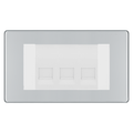 BG Screwless Polished Chrome 3 Gang Master Telephone Socket - White Insert
