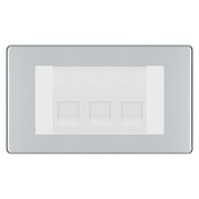 BG Screwless Polished Chrome 3 Gang Master Telephone Socket - White Insert by British General (BG-FPCBTM3W)