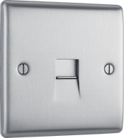 BG NBSBTS1 Nexus Metal Brushed Steel 1 Gang Slave Telephone Socket by British General (BG-NBSBTS1-Shopify-SA_1)