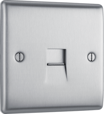 BG NBSBTS1 Nexus Metal Brushed Steel 1 Gang Slave Telephone Socket by British General (BG-NBSBTS1-Shopify-SA_1)