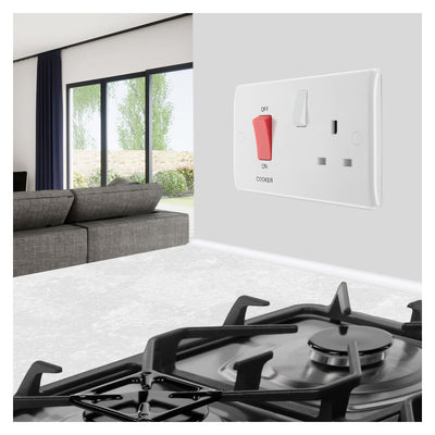 BG 871 Moulded Round Edge | White | 45A Switch 13A Switched Socket Cooker Control Unit