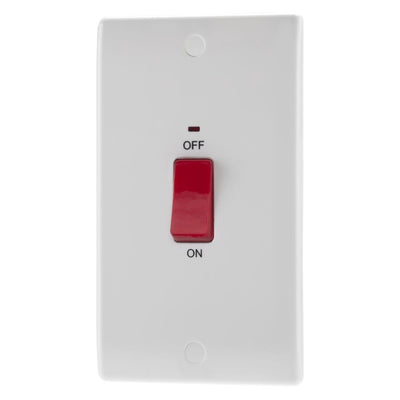 BG 872 Moulded Round Edge | White | 2 Gang 45A 2 Pole Neon Cooker Switch