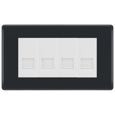 BG Part M 4 Gang RJ11 Telephone Socket, Screw Terminal - White Insert