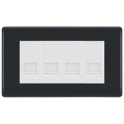 BG Part M 4 Gang RJ11 Telephone Socket, Screw Terminal - White Insert