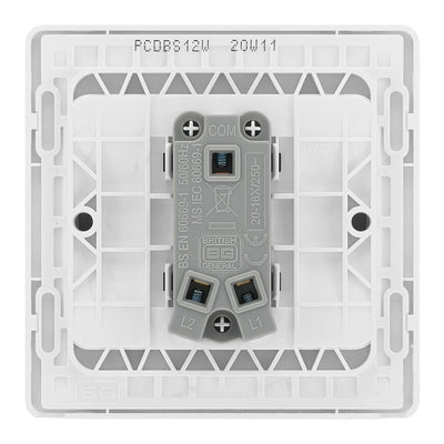 BG Evolve Brushed Steel 1 Gang 20A 16AX 2 Way Light Switch PCDBS12W with 35mm Steel Back Box