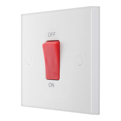 BG 975 Moulded Square Edge | White | 1 Gang 45A 2 Pole Cooker Switch by British General (BG-975)