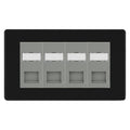 BG Screwless Matt Black 4 Gang RJ45 CAT6 Data Socket Grey Inserts