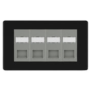 BG Screwless Matt Black 4 Gang RJ45 CAT6 Data Socket Grey Inserts by British General (BG-FFBRJ454C5EG)