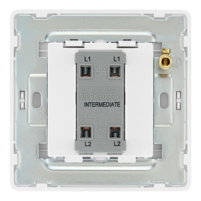 BG Evolve Brushed Steel Intermediate Edge to Edge Rocker Switch PCDBS13EW with 35mm Steel Back Box