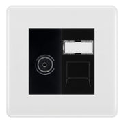 BG Nexus White Moulded TV Aerial & RJ45 CAT6 Data Socket - Black Insert