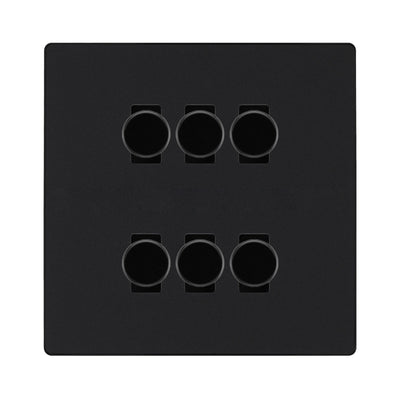 BG Evolve Matt Black 6 Gang Trailing Edge LED Dimmer Light Switch 2 Way Custom Switch