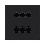 BG Evolve Matt Black 6 Gang Trailing Edge LED Dimmer Light Switch 2 Way Custom Switch by British General (Evolve-MB-CUSTOM-6GANG-6x-DIMMER-2WAY)