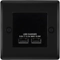 BG Nexus Metal Matt Black Dual USB Charger 3.1A Output Socket - Black Insert
