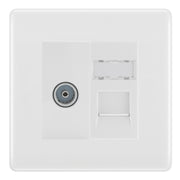 BG Nexus White Moulded TV Aerial & RJ45 CAT6 Data Socket - White Insert