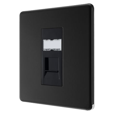 BG Screwless Matt Black RJ45 Single Telephone Socket FFBRJ451 with 25mm Steel Back Box