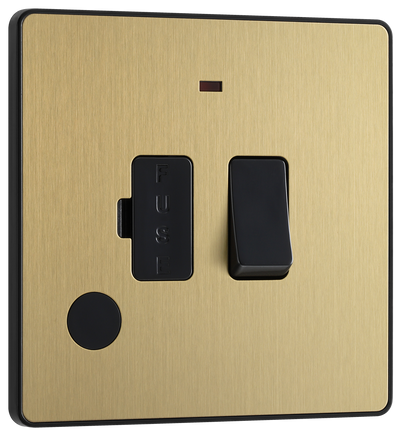 BG Evolve PCDSB52B Satin Brass 13A Flex Neon Switched-Black Insert