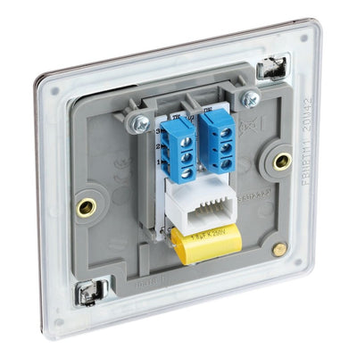 BG Screwless Black Nickel Single Master Telephone Socket FBNBTM1 with 25mm Steel Back Box