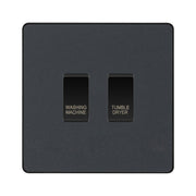BG Evolve Matt Grey Custom Appliance Grid Switch 2 Gang Screwless by British General (BG-EVOLVE-MG-2GANG-APPLIANCE)