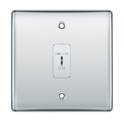 BG Polished Chrome 1 Gang 2 Way SP Emergency Light Test Key Grid Switch by British General (BG-NEXUS-PC-1GANG-2Way-EMG-LTG-TEST)