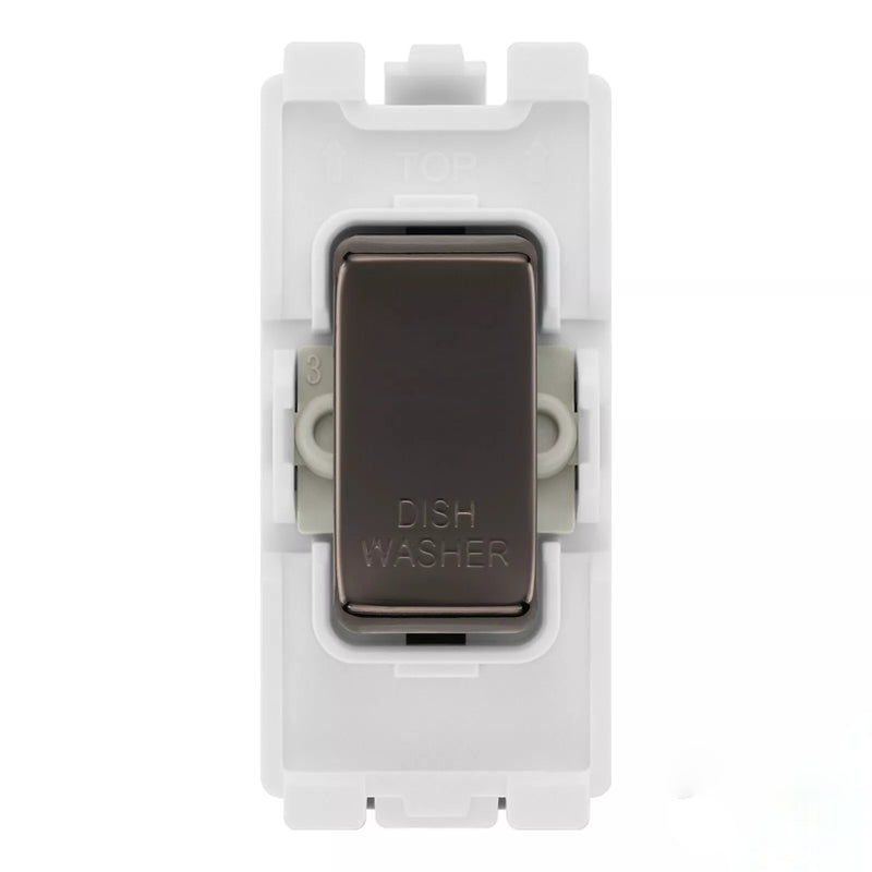 BG RRDWBN Black Nickel 20 Amp Double Pole Appliance Grid Switch Labelled Dish Washer