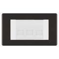 BG Screwless Black Nickel 3 Gang Master Telephone Socket, Screw Terminal - White Insert