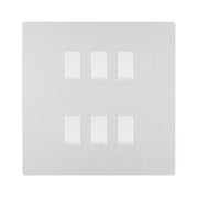 BG Evolve Brushed Steel 6-Gang Intermediate Light Switch | Screwless Design + Back Box by British General (BG-EVOLVE-BS-6G-CUSTOM-6x-INT-SWITCH)